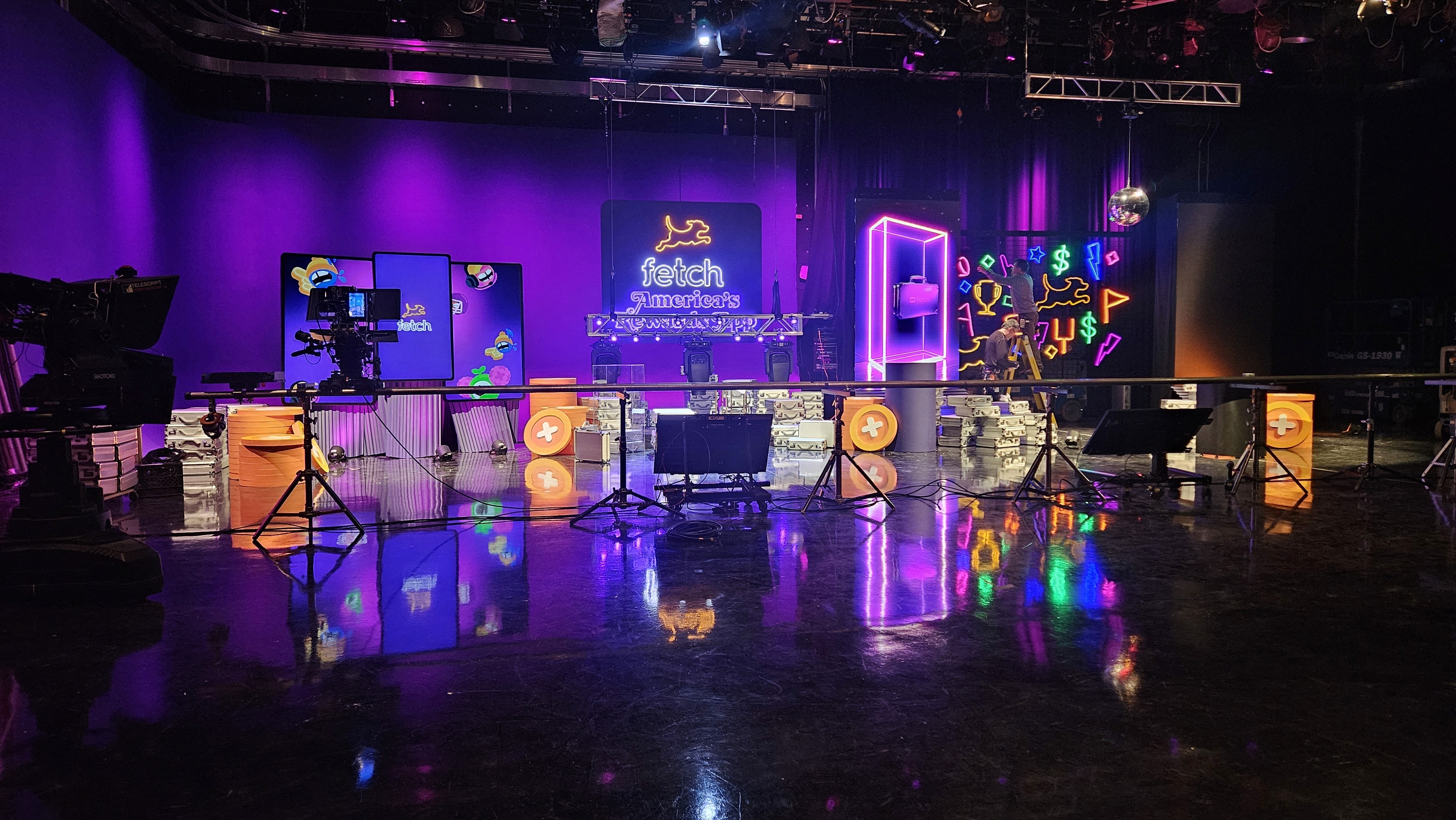 Wide shot of Fetch broadcast studio.