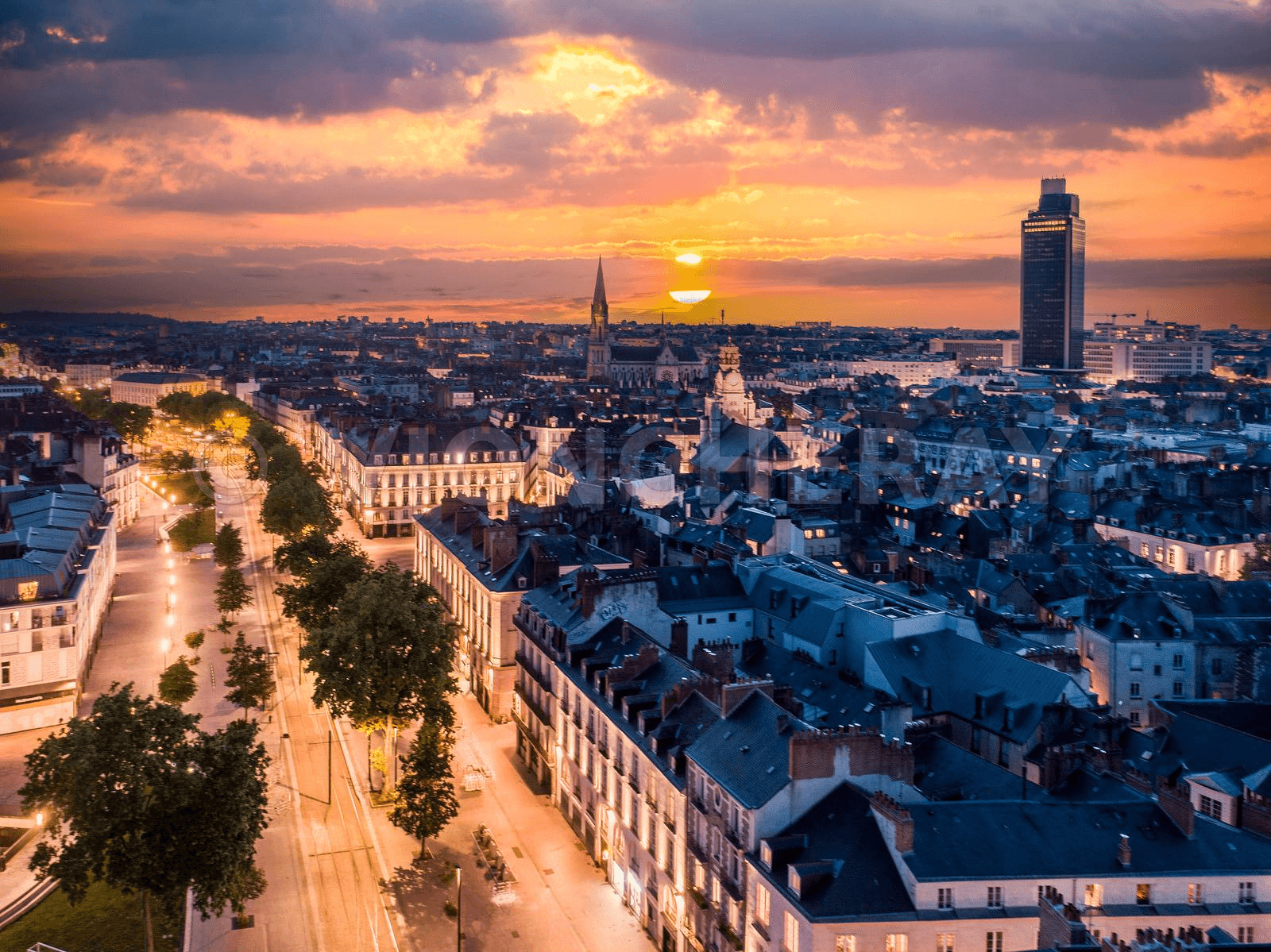 vue aerienne sur la ville de nantes