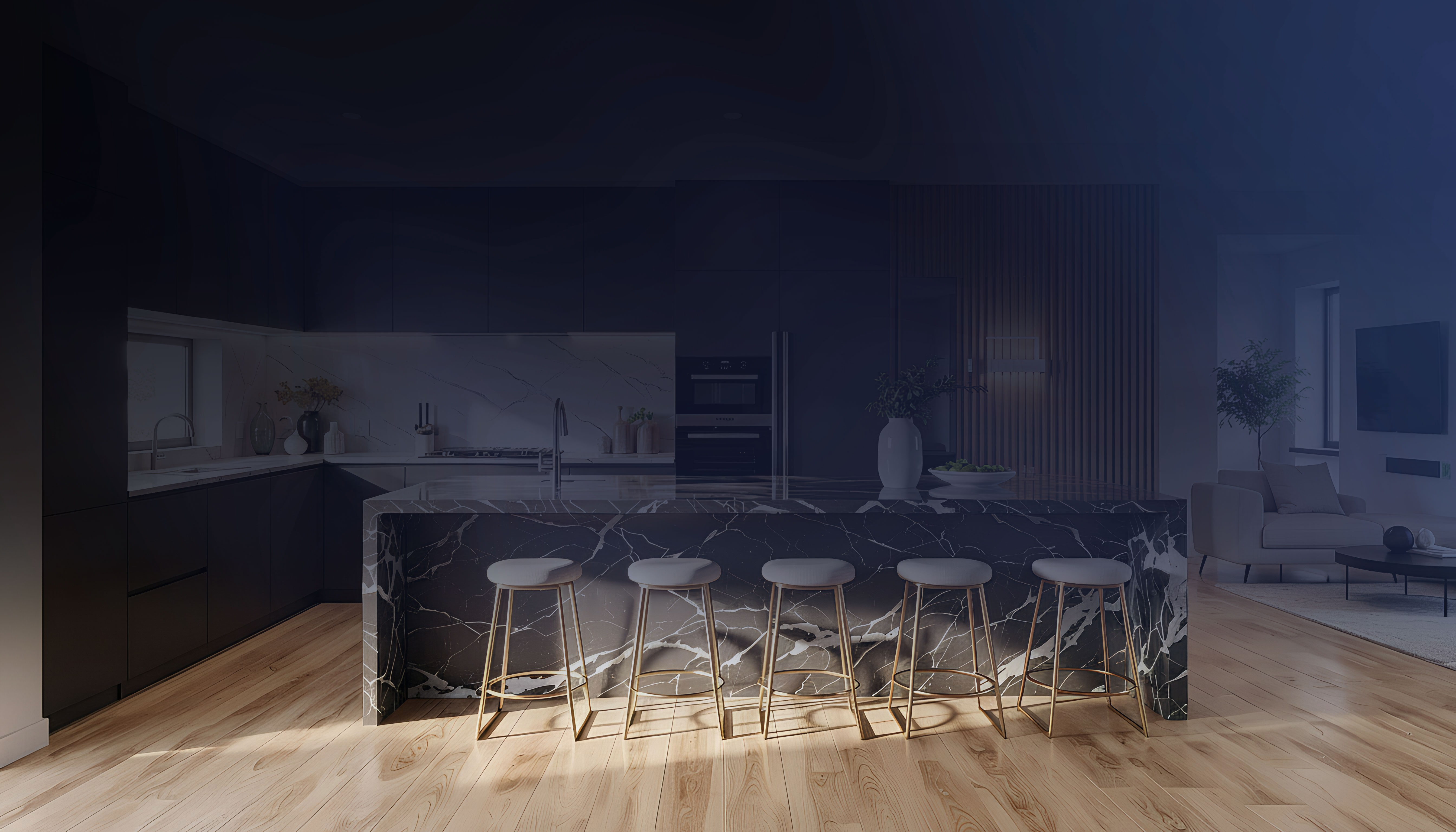Rendering fotorealistico di un interno residenziale moderno