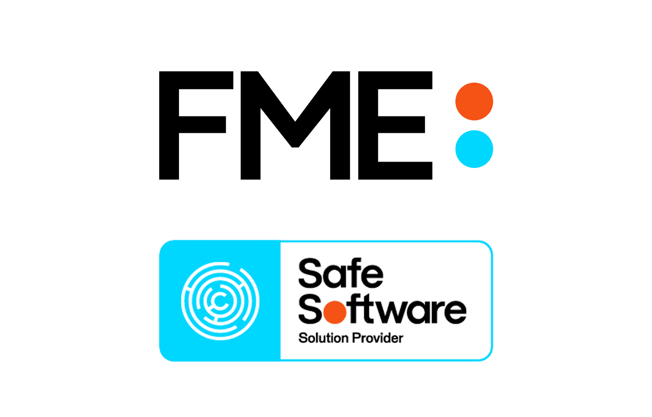 Images of the FME Logo and a Safe Software Solutions Provider Badge