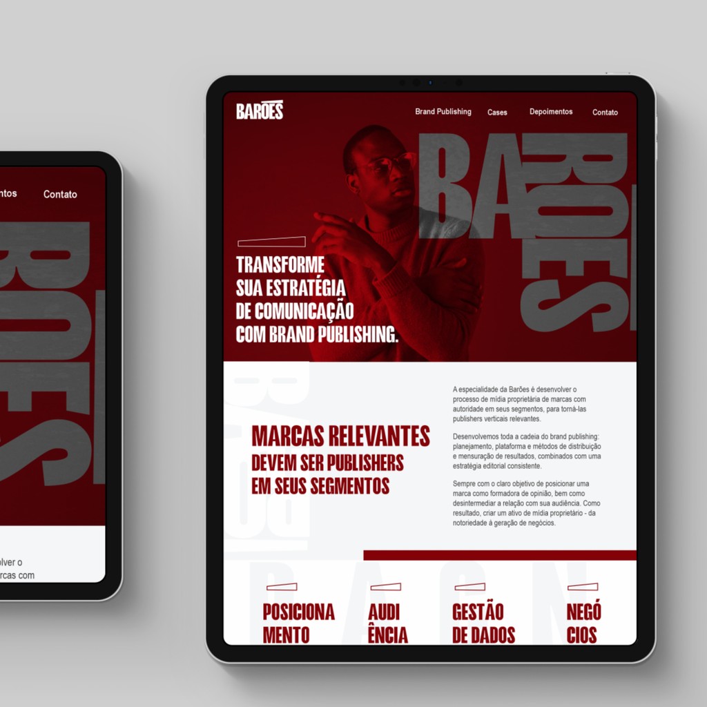 Rebranding project for Barões Publisher, highlighting a refined logo and modern design elements that strengthen the brand's identity while maintaining its heritage, aimed at increasing market engagement and connecting with a diverse readership.