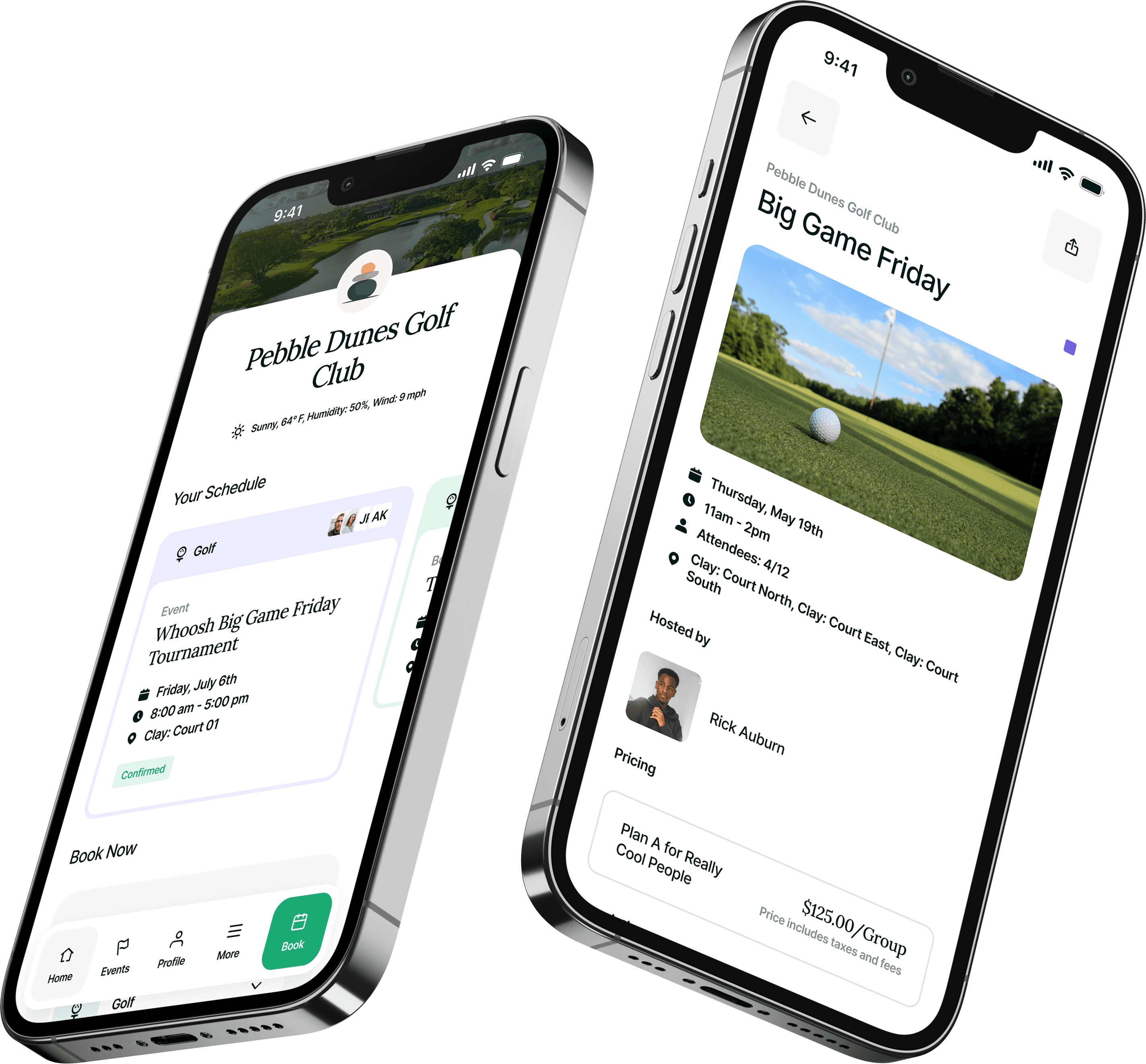Phone displaying Whoosh’s member booking platform