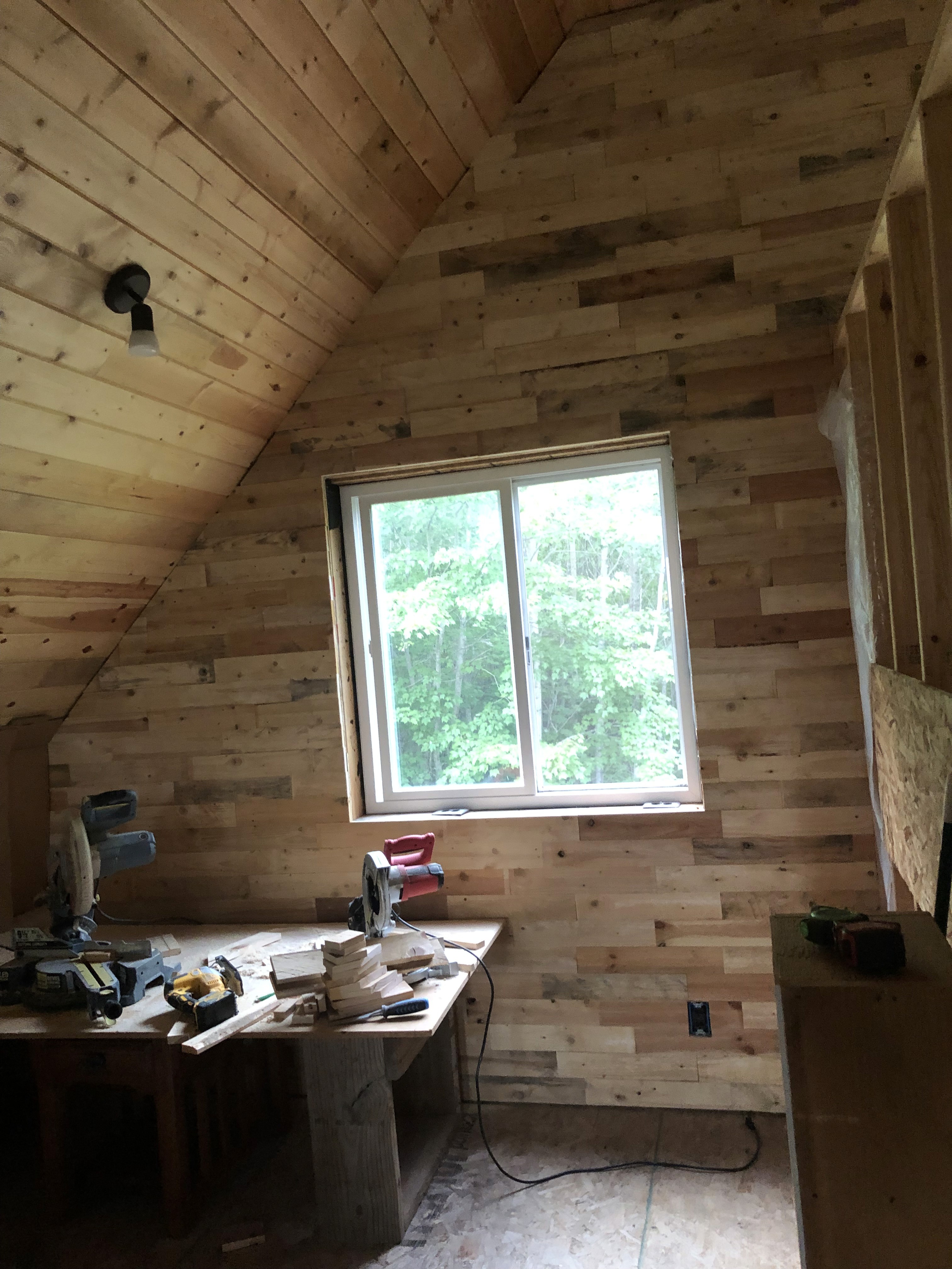 90% finished pallet wood wall