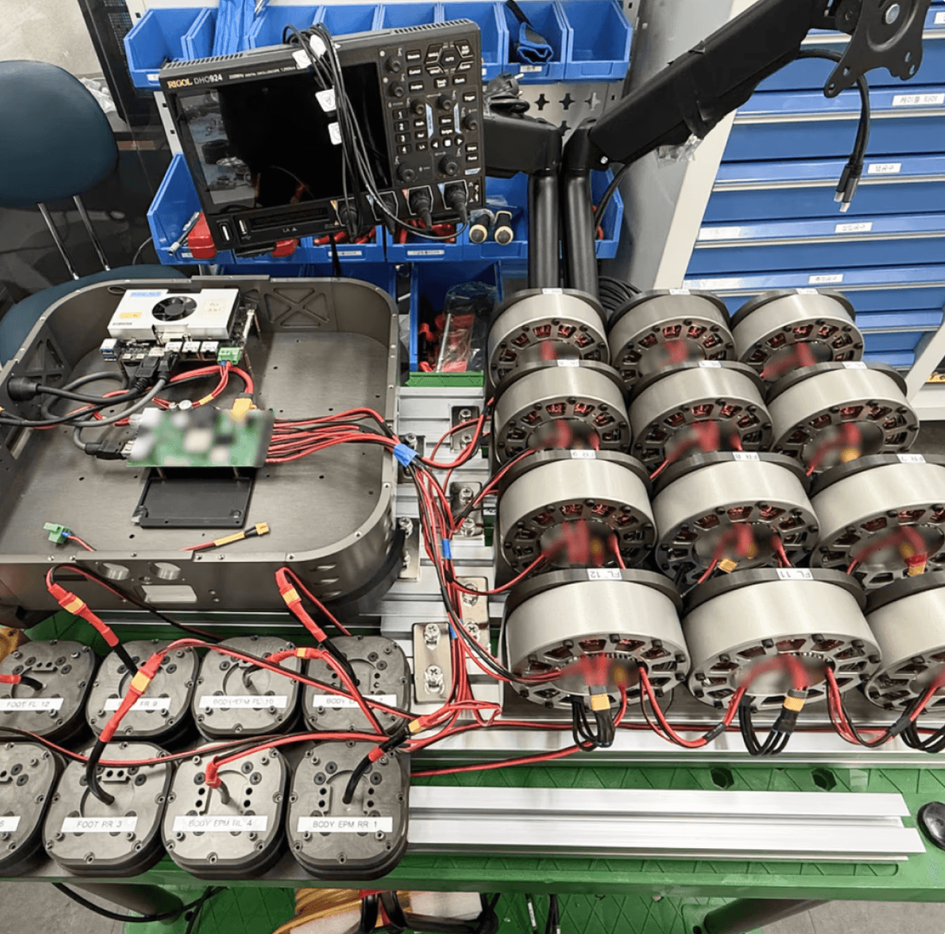 In-house verification setup covering system bring-up, dynamometer-based motor verification and dedicated test tools ⓒDiden Robotics