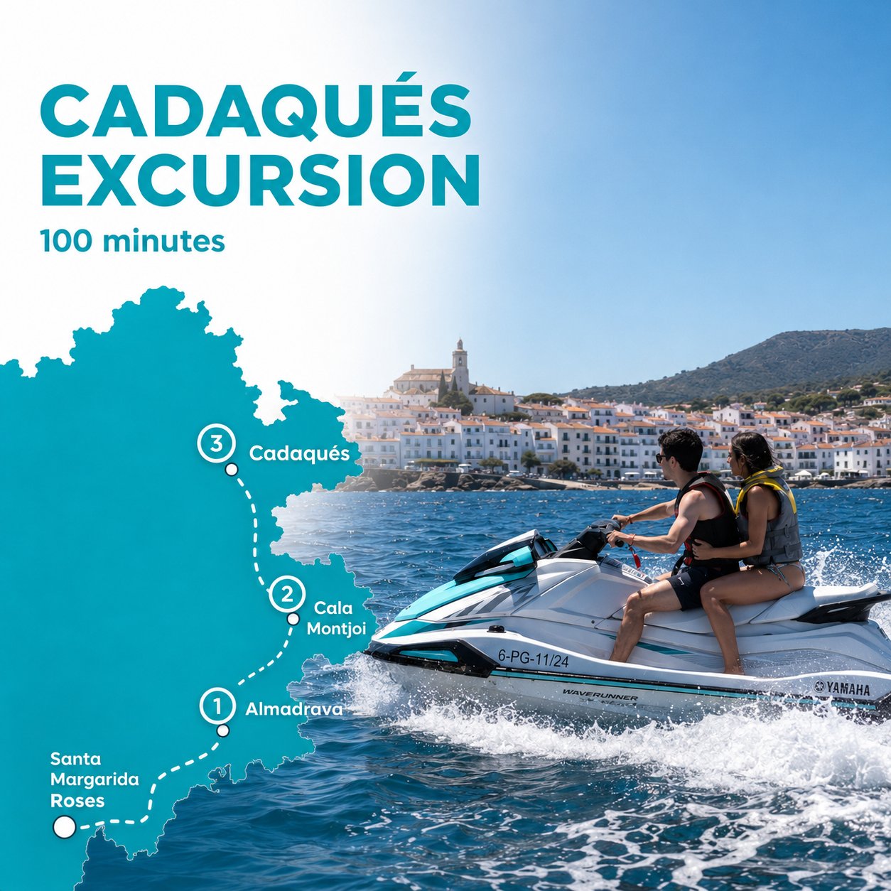 Excursion en jet ski à Cadaqués depuis Roses, 100 minutes à travers le Parc Naturel