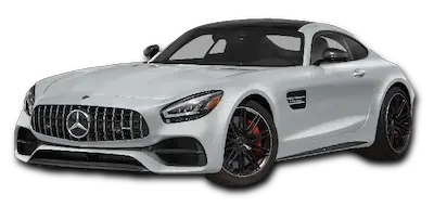 Silver Mercedes-AMG GT C Coupe with Panamericana grille and black alloy wheels.