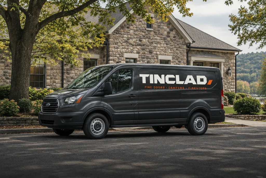 Tinclad van at a Bucks County medical office building.