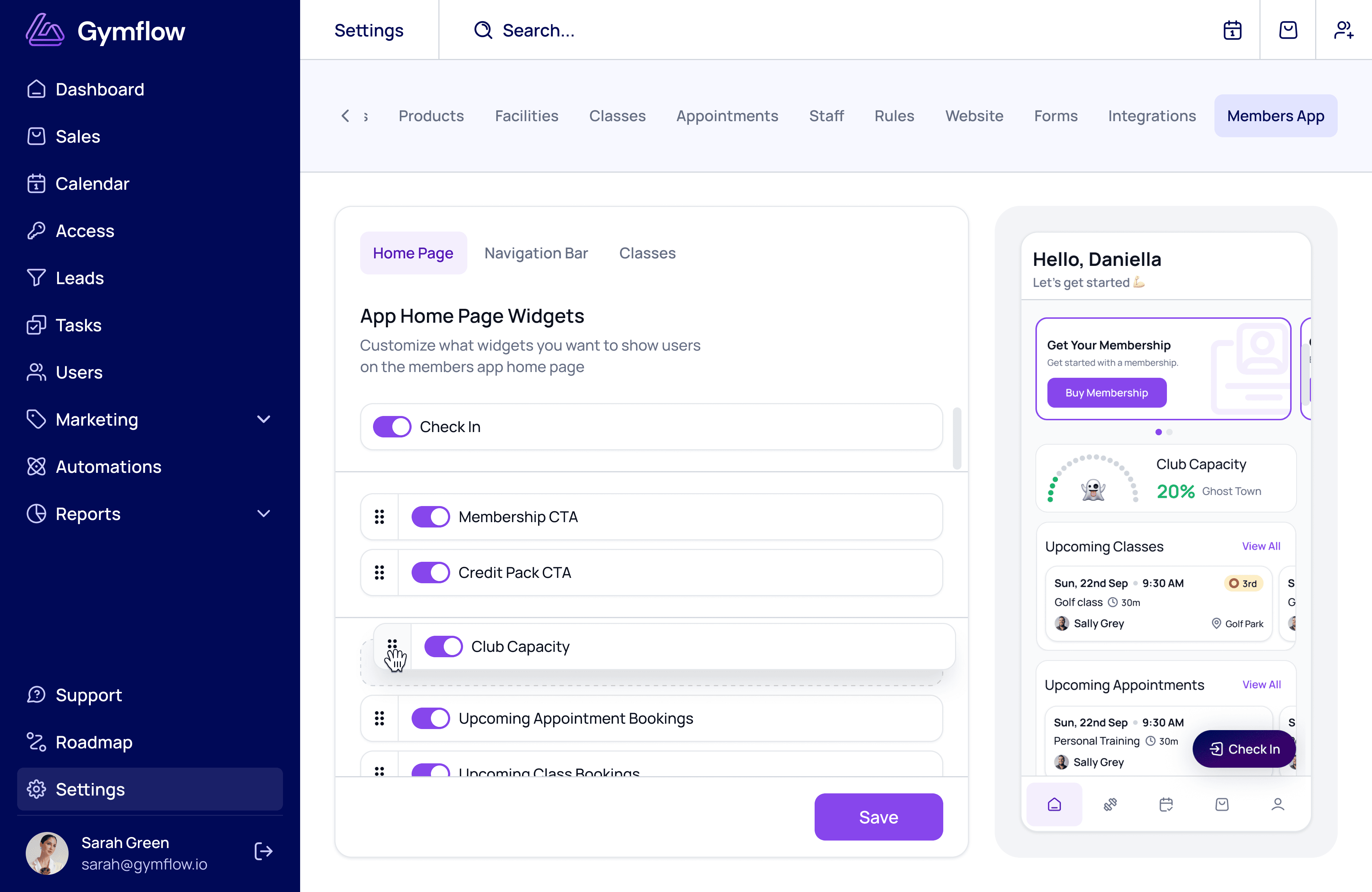 Custom Gym Members App