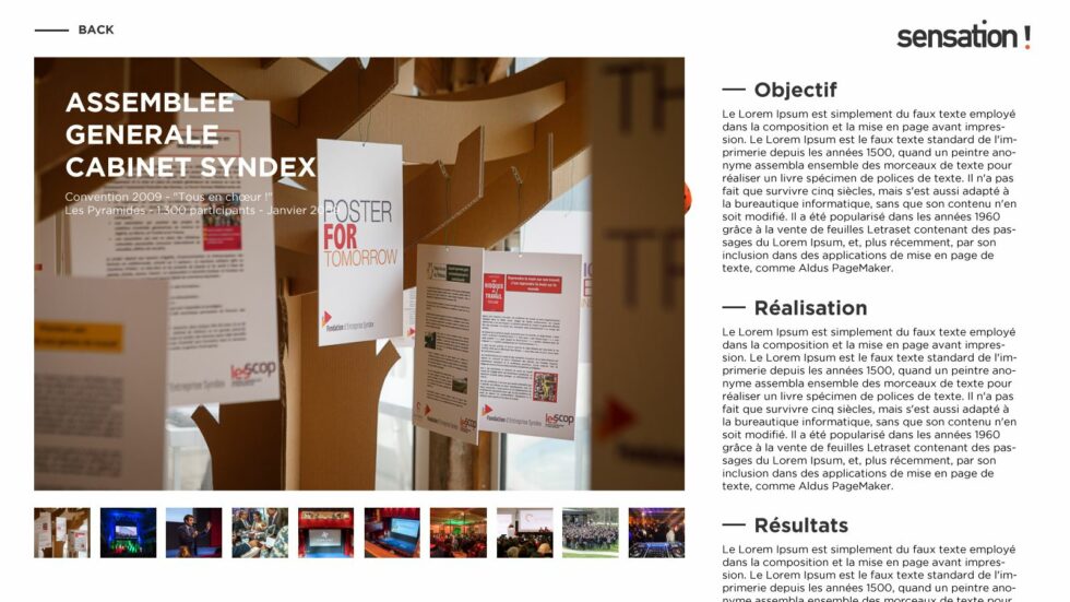 SENSATION website Event page by Suzaku Productions