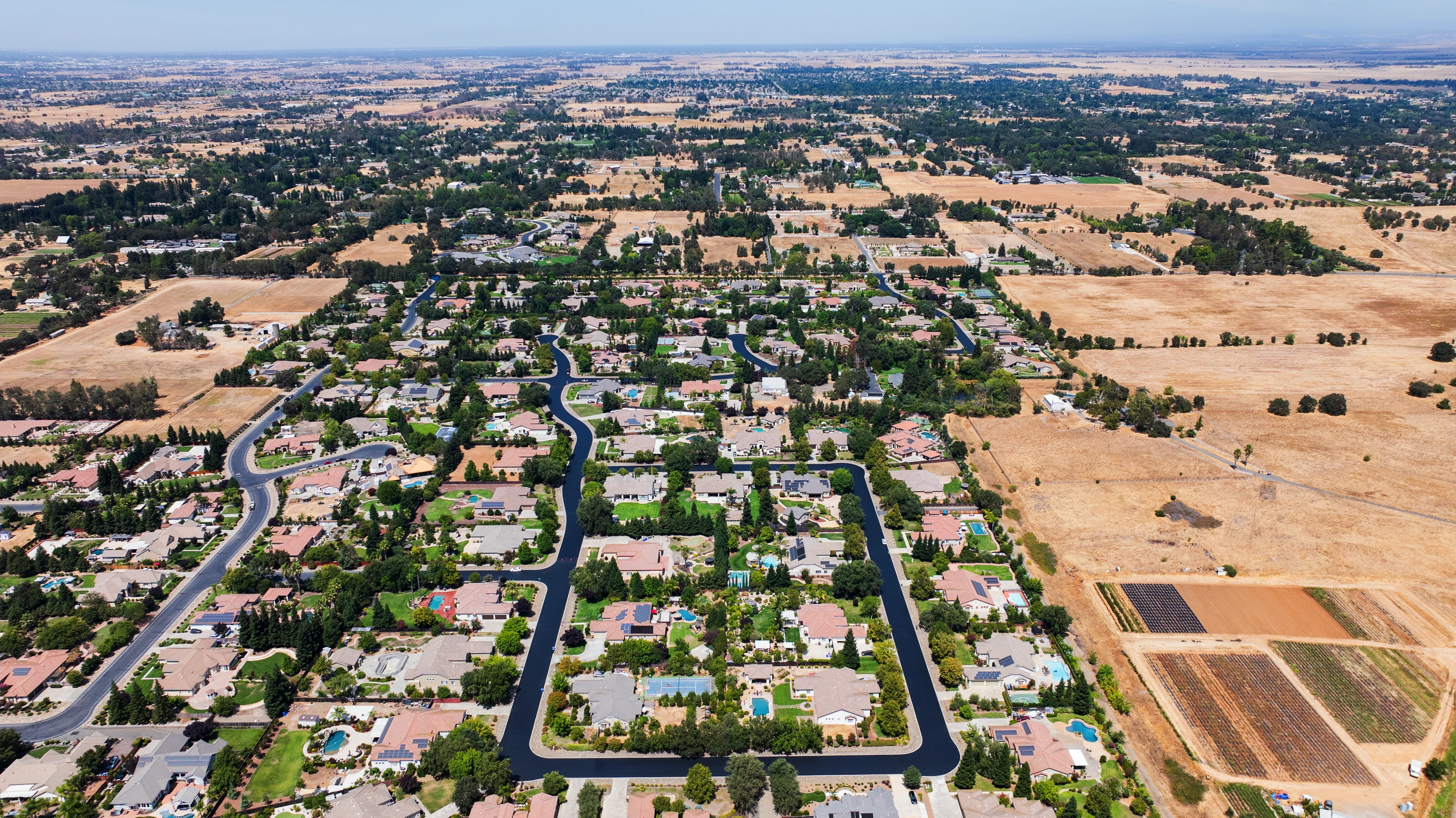 Aerial photo of private gated community HOA pavement project