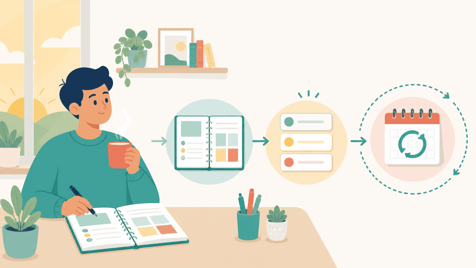 How to Build a Daily Planning Routine That Actually Sticks editorial illustration