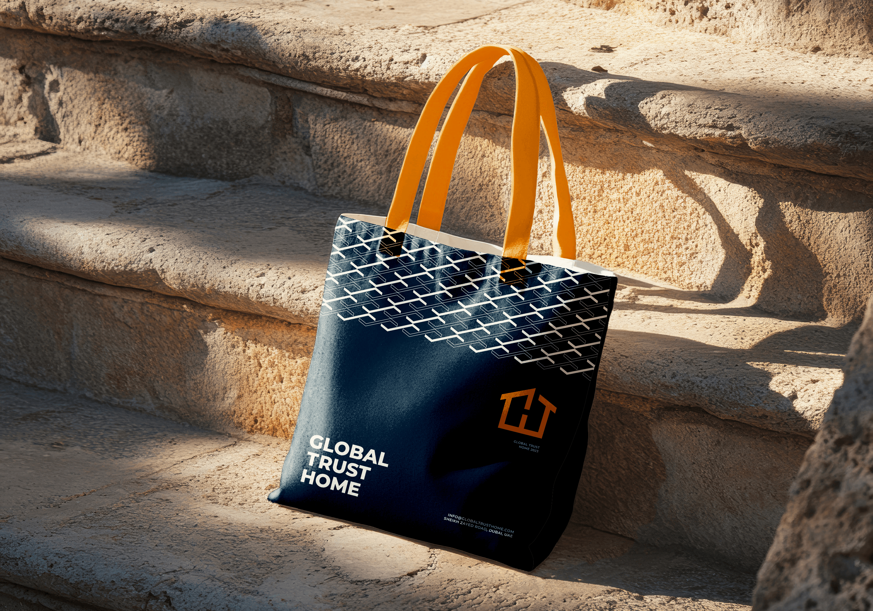 Rectangular packaging box with a pale yellow-to-orange gradient, featuring a large half-smiley face and “Smiley Co” branding, set on a split orange and yellow background.