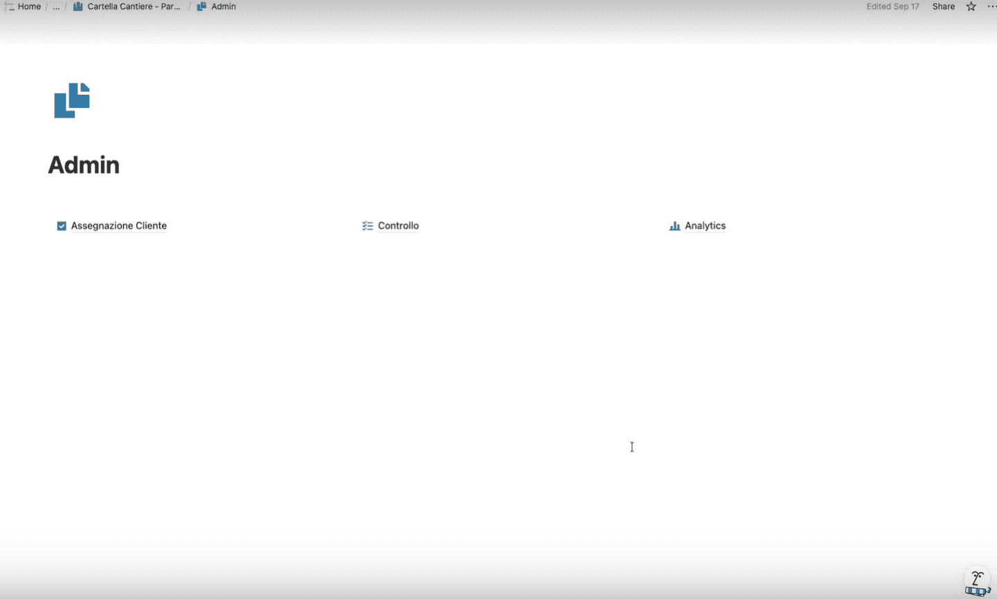 Sezione admin visibile solo ad Anna