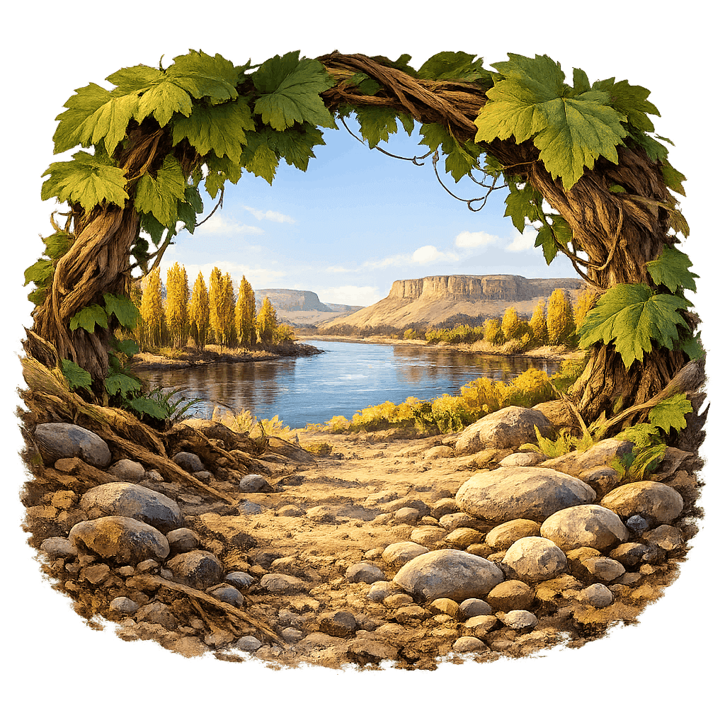 Detailed graphic of the Alto Valle del Río Negro wine region.