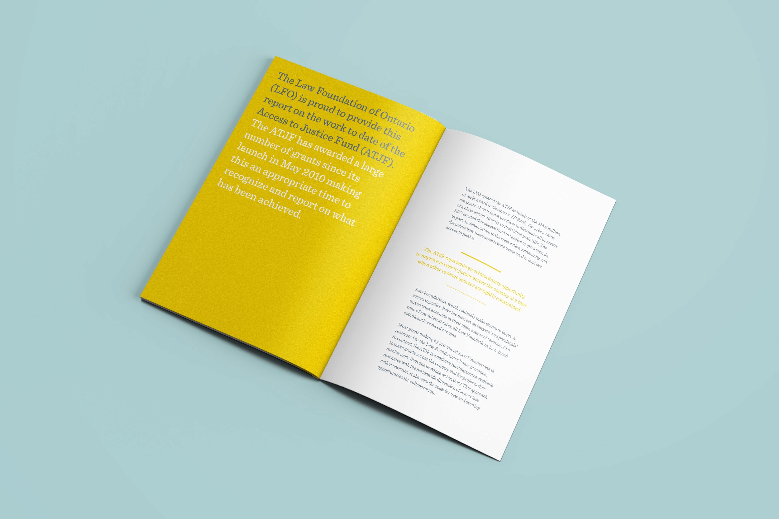 The Law Foundation of Ontario Class Proceedings Fund brochure spread