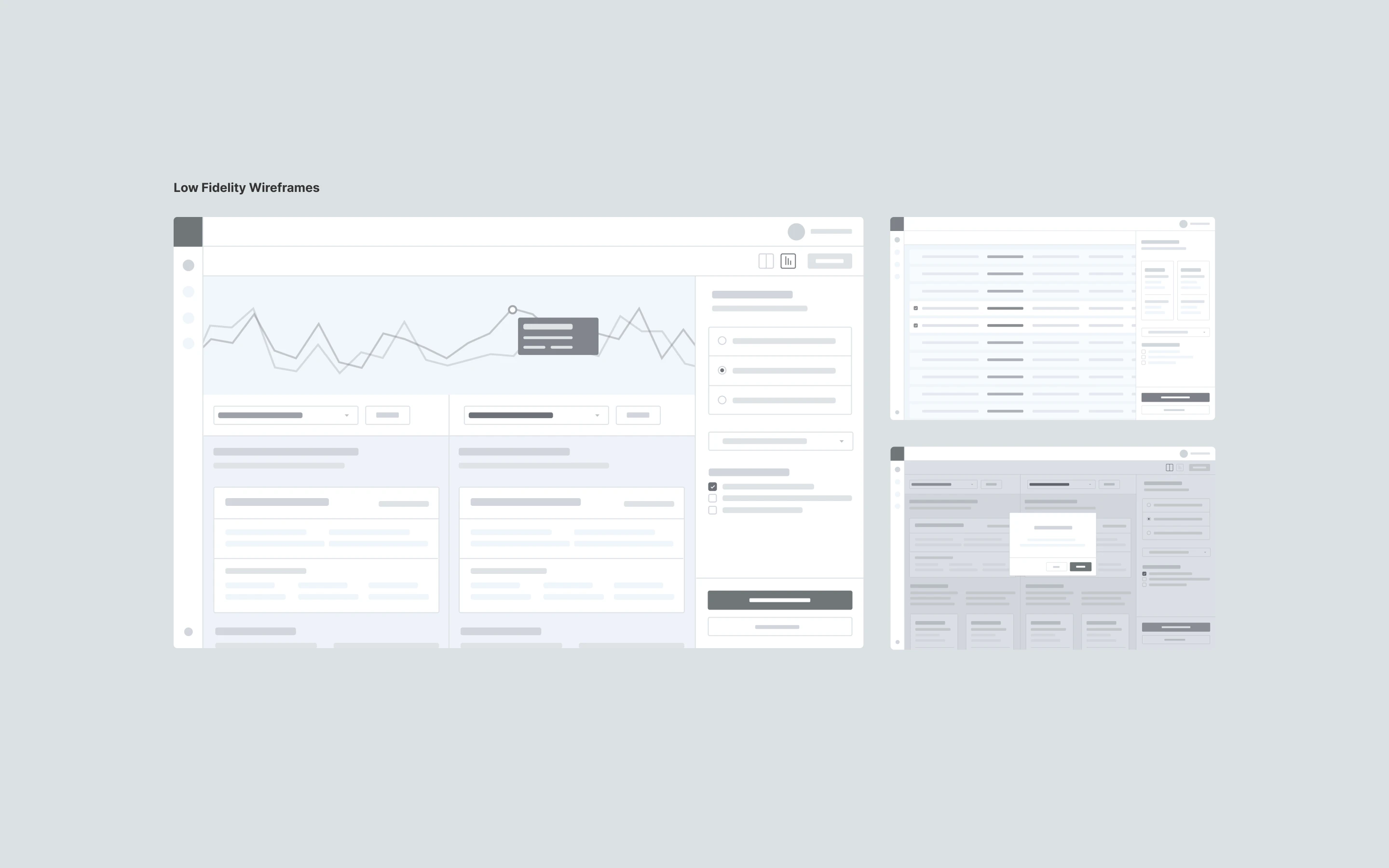 Low fidelity wireframes for website design. UX/UI prototype.