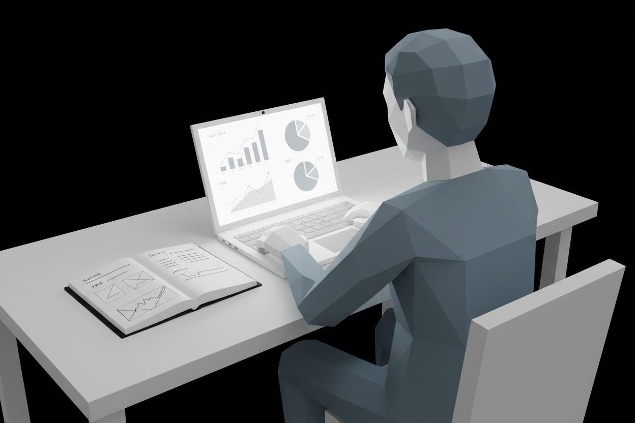 Marketer reviewing acquisition metrics