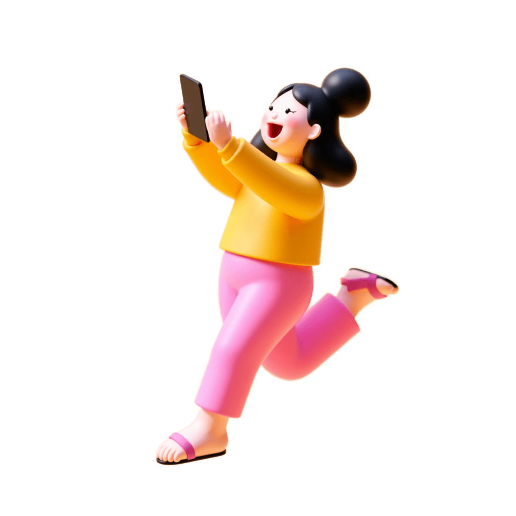 3d icon of woman holding phone generated by oven ai free