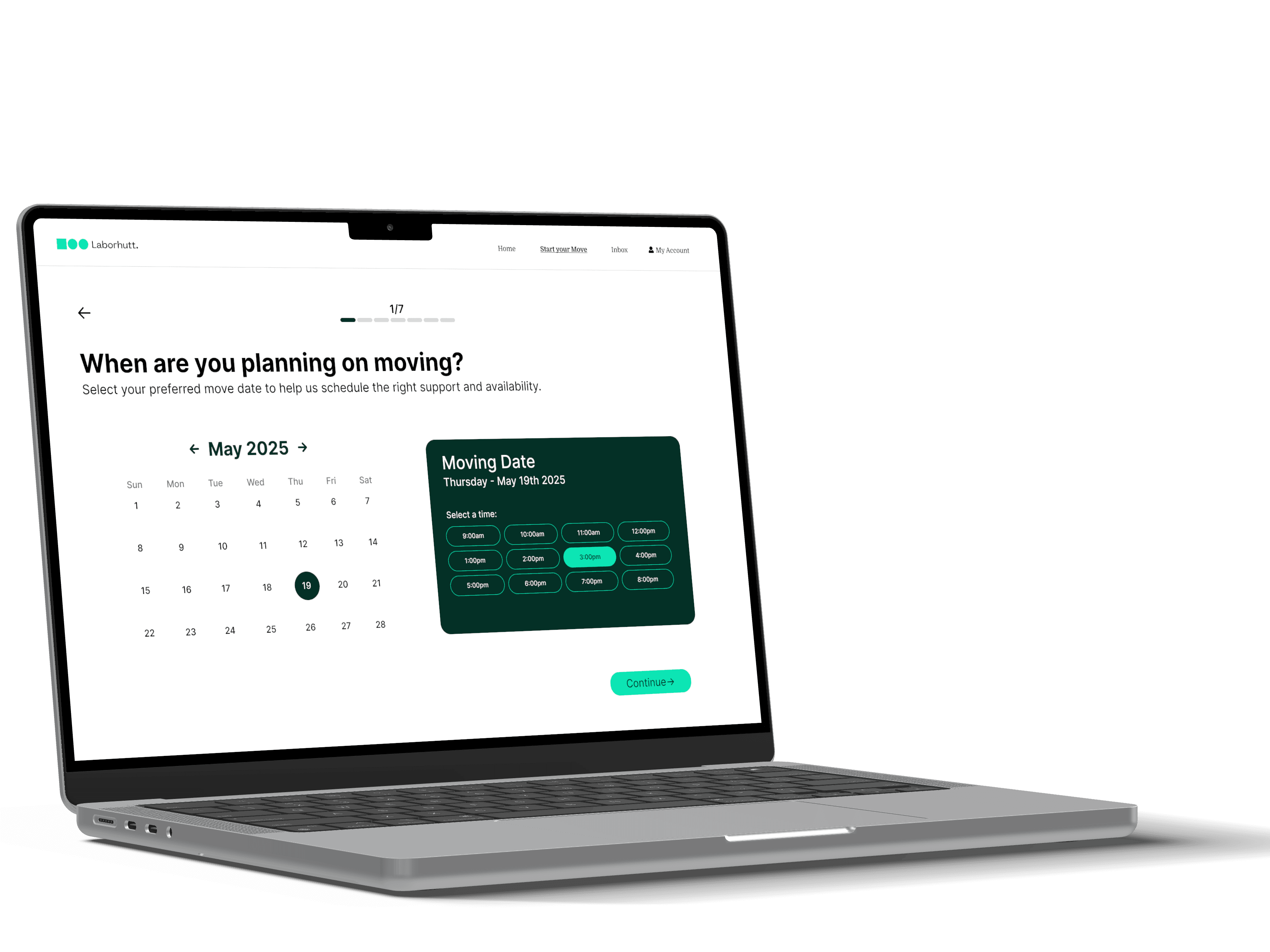 Macbook Showing Laborhutt Booking Dates
