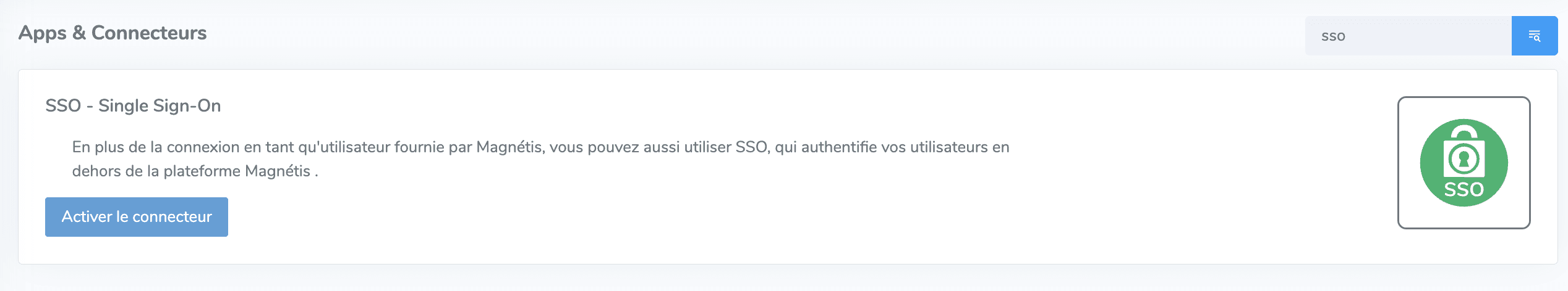 Activation connecteur SSO