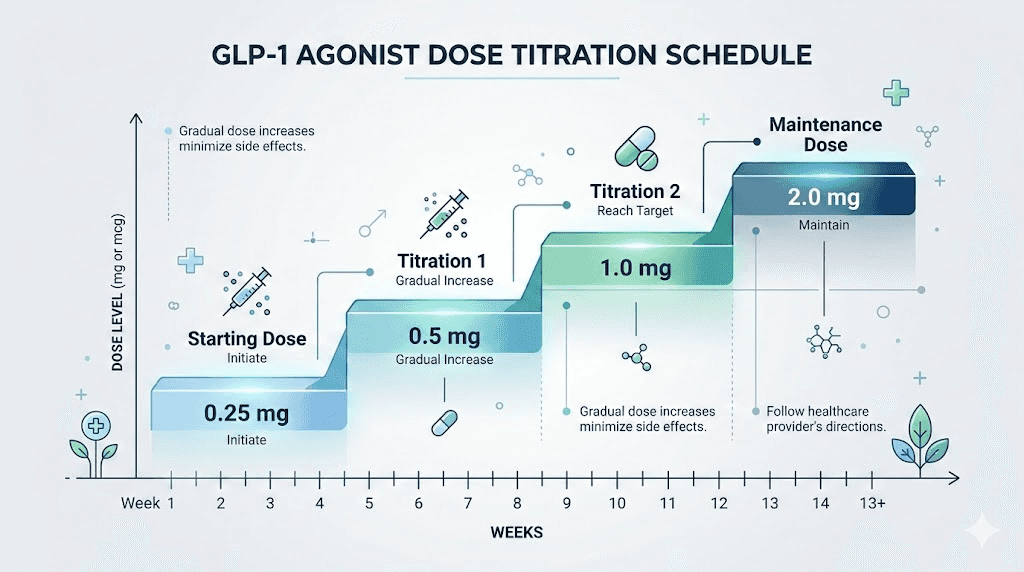 GLP-1 fat loss treatment dose titration protocol schedule