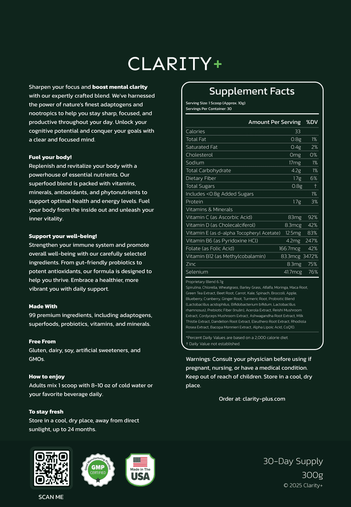 Clarity+ Supplement Facts