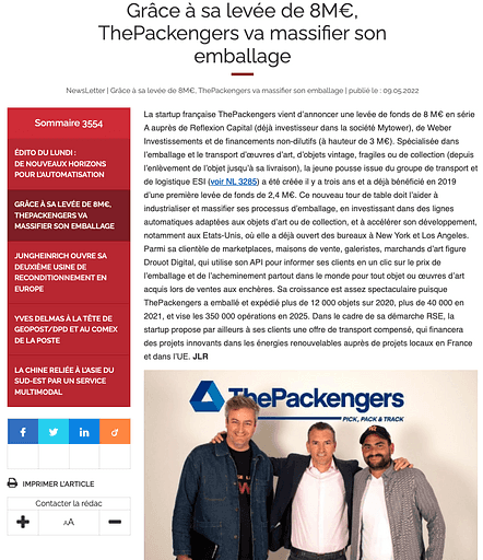 Article de magazine sur la chaîne d'approvisionnement