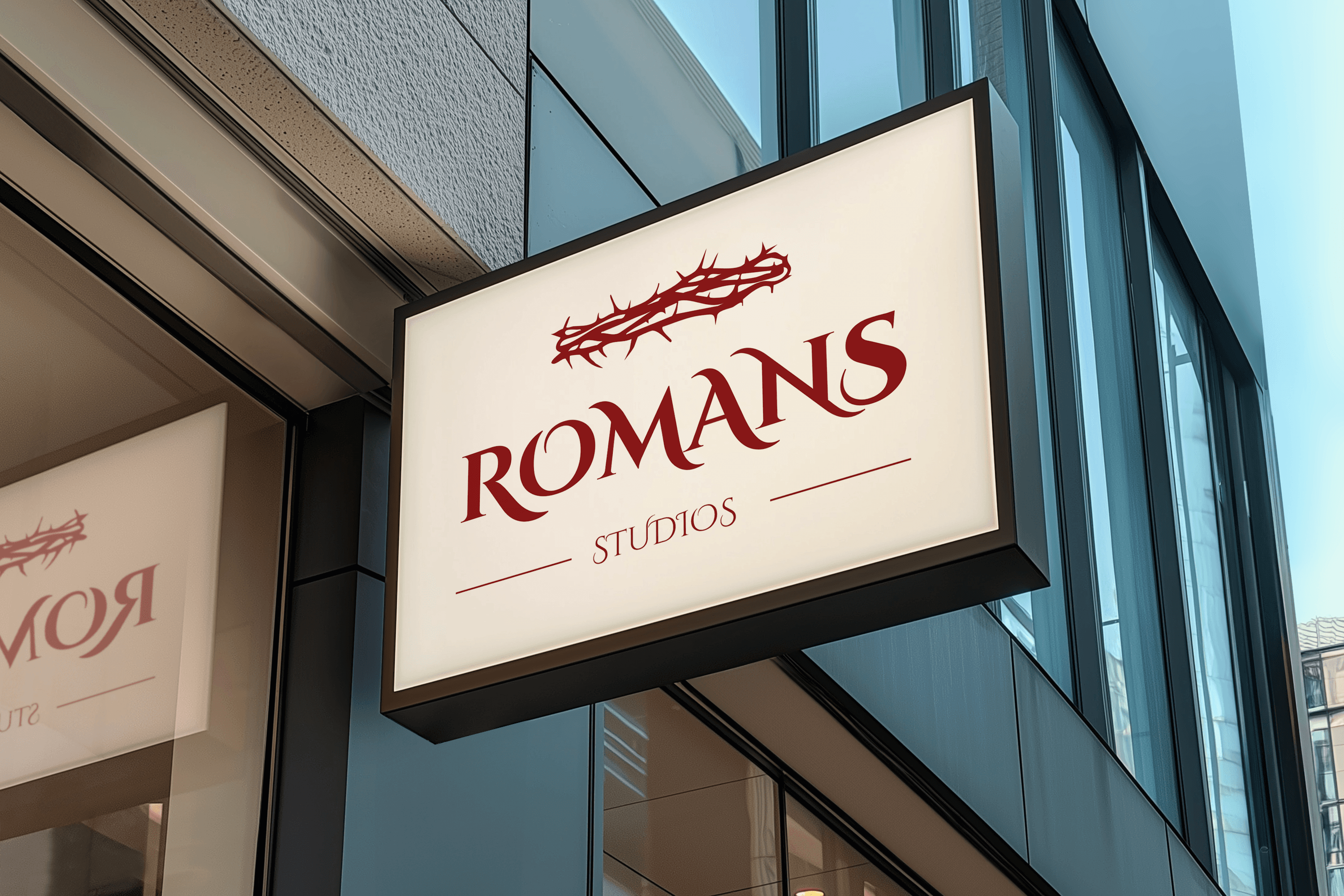 Romans Studios Logo on Sign