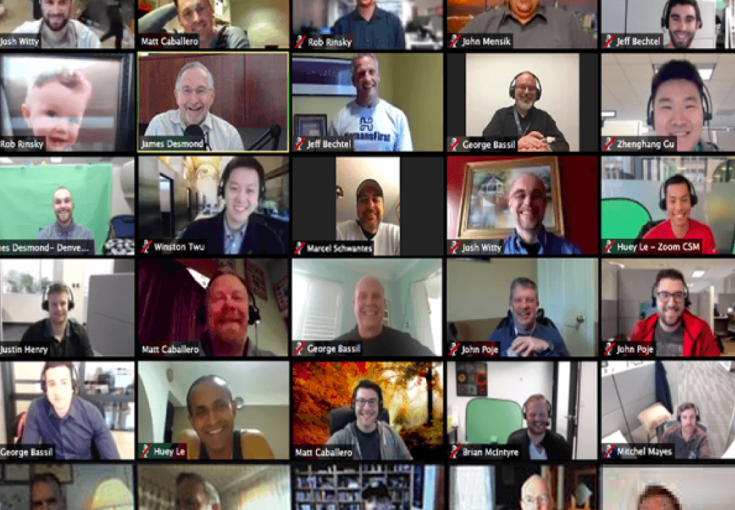 video call grid showing virtual coaching for an online weight loss program