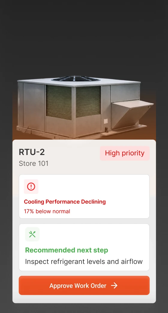 HVAC repair verification panel confirming issues were resolved using sensor data