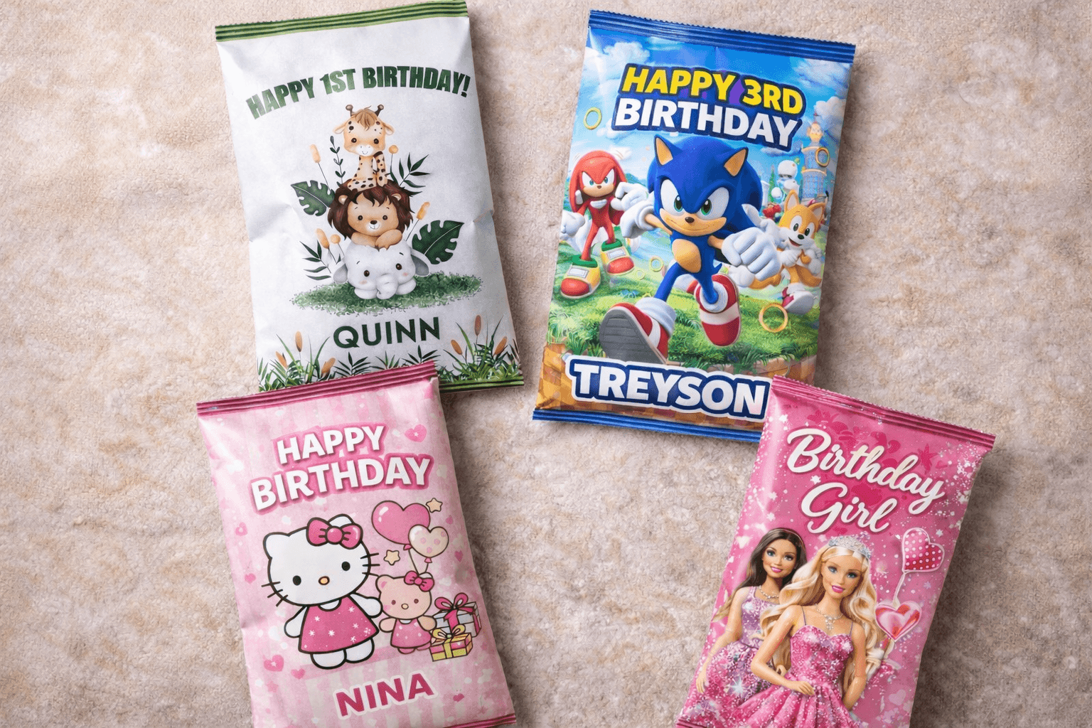 Kids Birthday Party Template Bundle (Editable Designs) custom chip bag