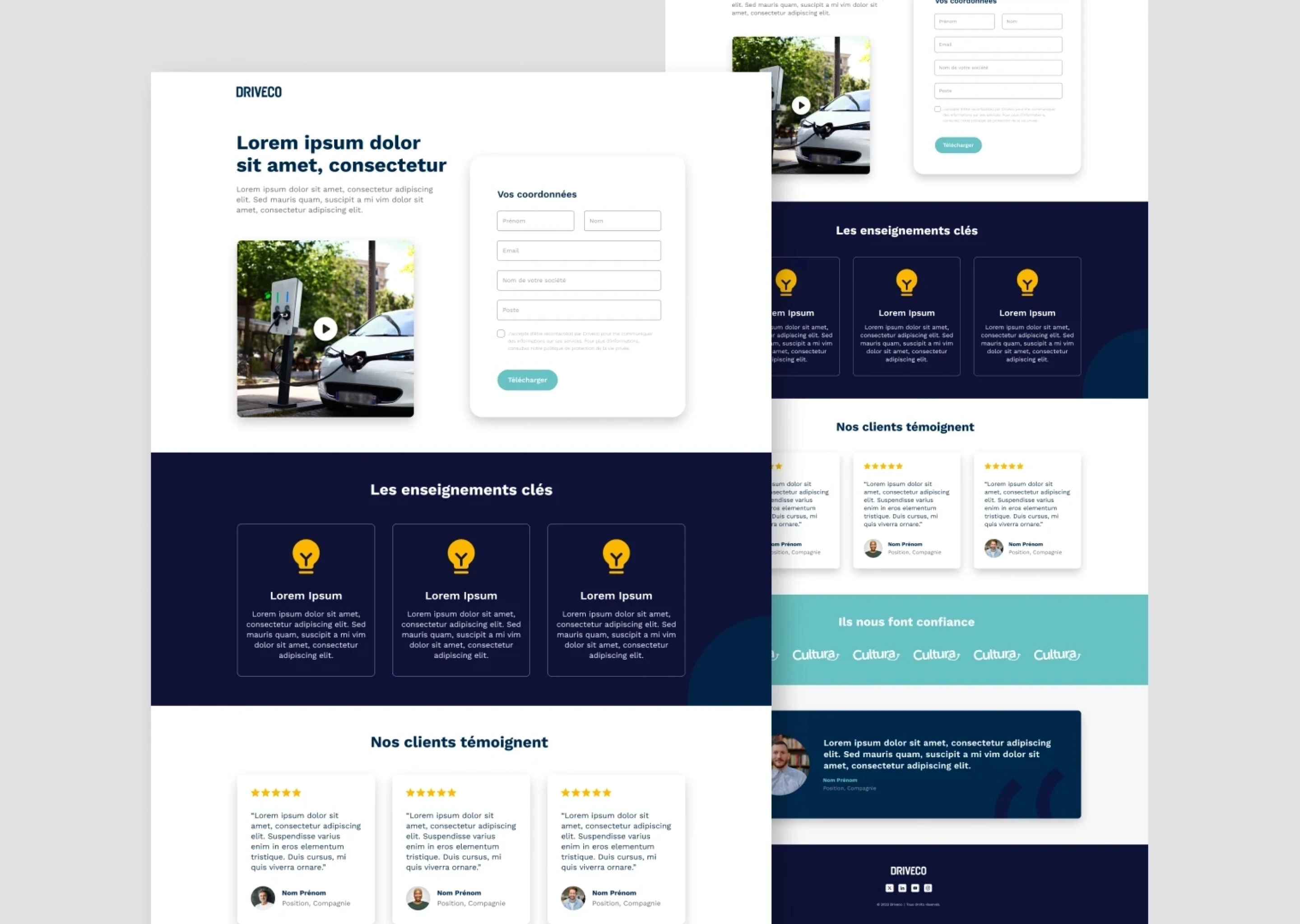 Mockup de landing page crées pour des entreprises B2B, conçu par un web brand et UX UI designer basé à Rennes et à Paris, spécialisé en design de sites web et de branding de marques