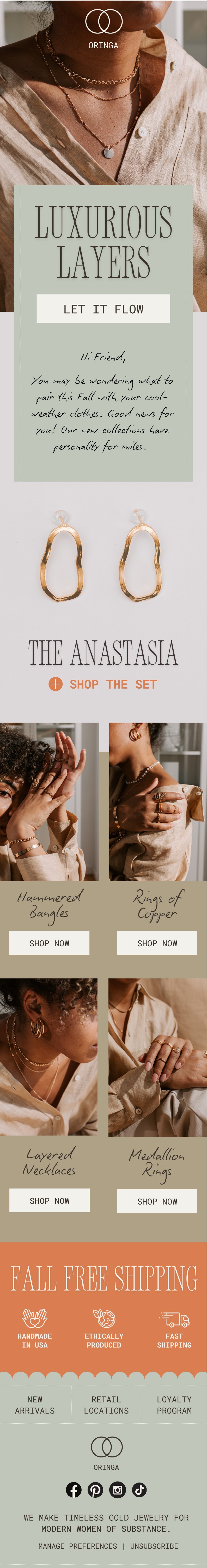 muted layered email design