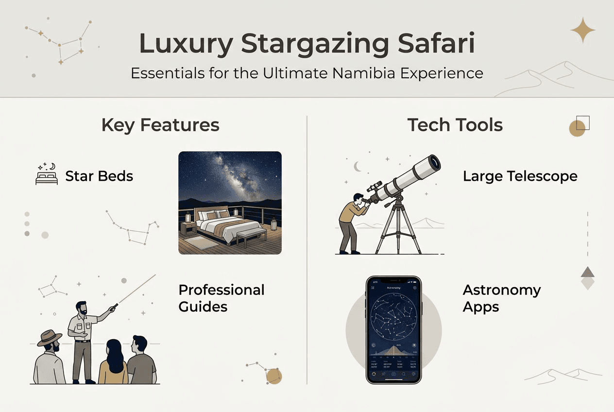 Infographic outlining stargazing safari essentials