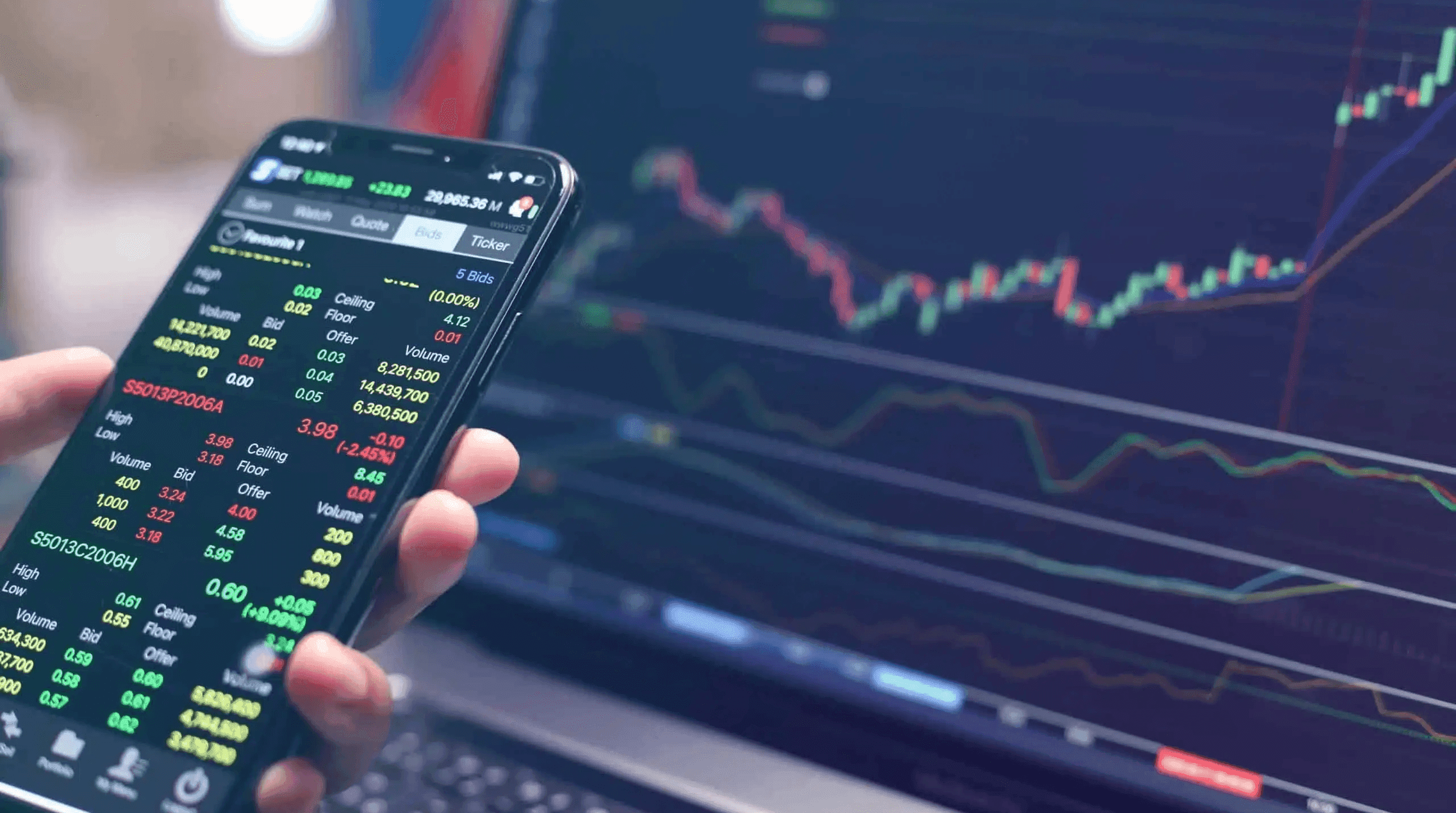 Smartphone displaying real-time stock quotes - How to Deposit on Polymarket 