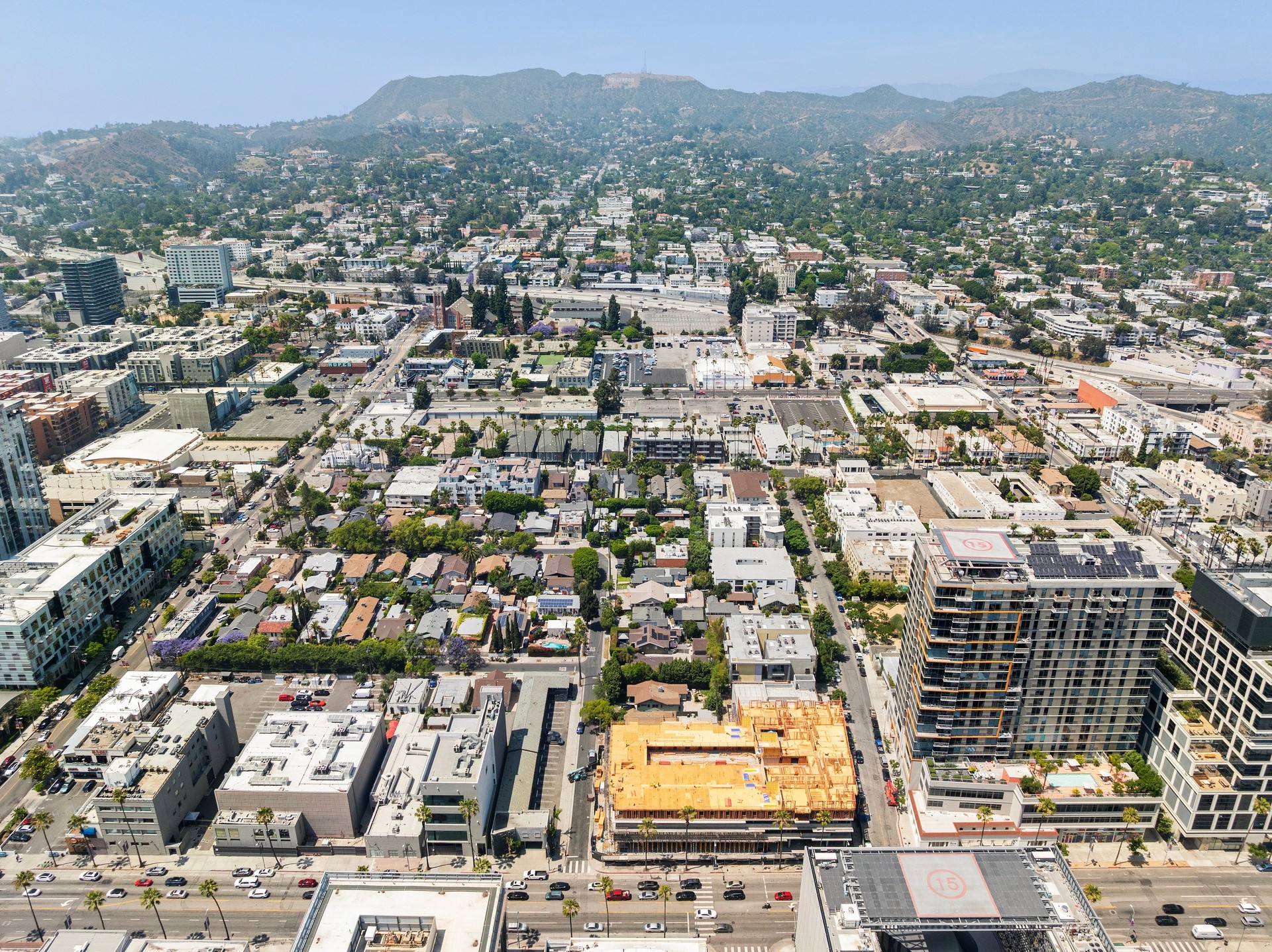 Aerial view of Hollywood illustrating the los angeles multifamily development slowdown.