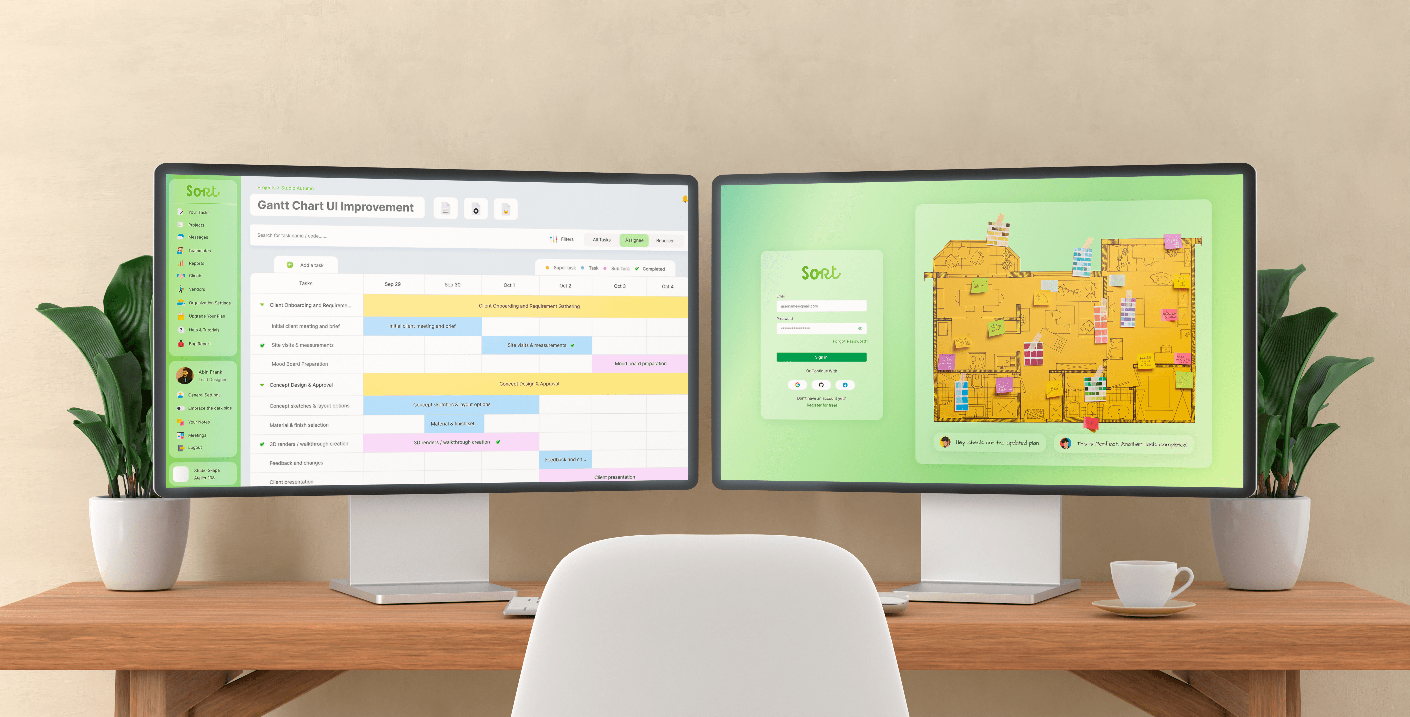 A mockup of Freelio's web app