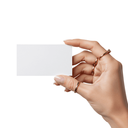 Business card mockup with woman hand