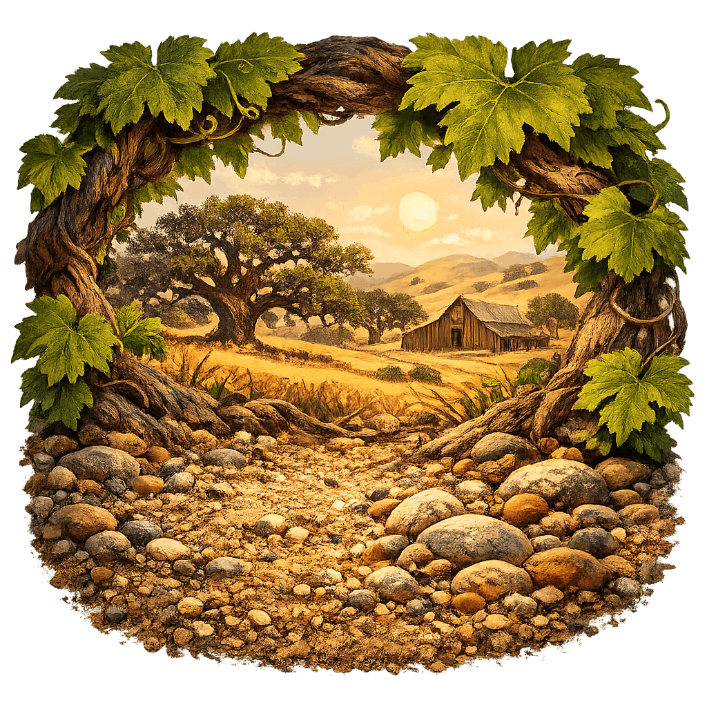 Detailed graphic of the Estrella District wine region.