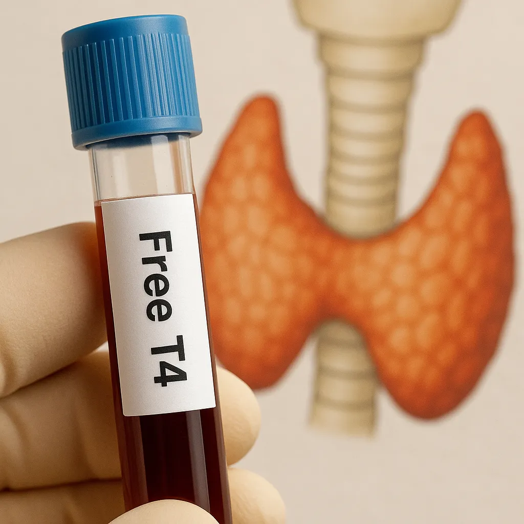 Free T4 - illsutration Free t4 and test blood in the hand