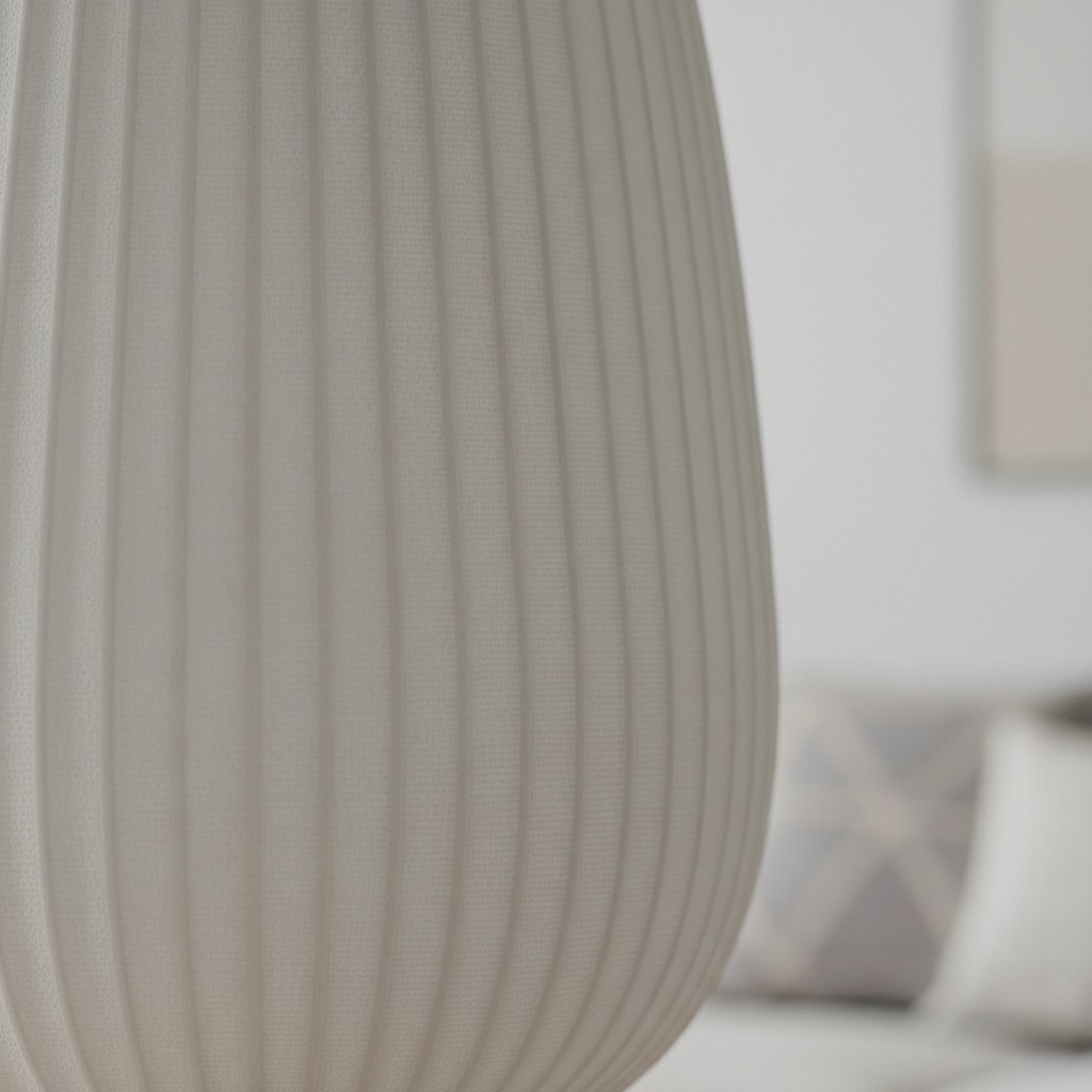 Close-up showing the fine, ribbed texture of the matte white lampshade.