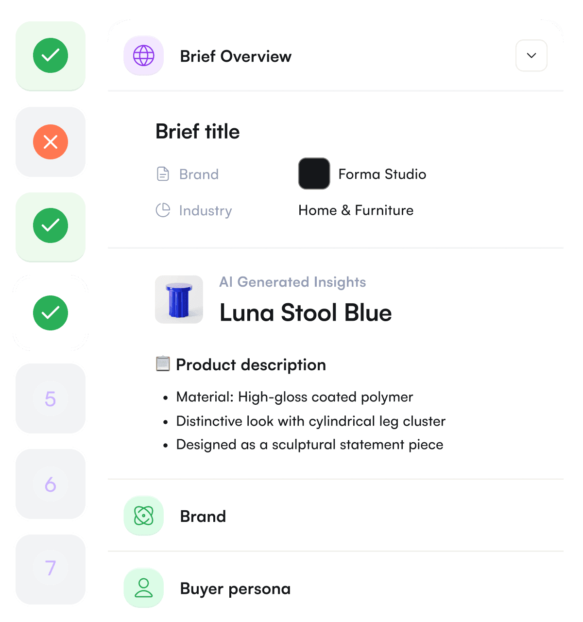 ad set with creative briefs listed