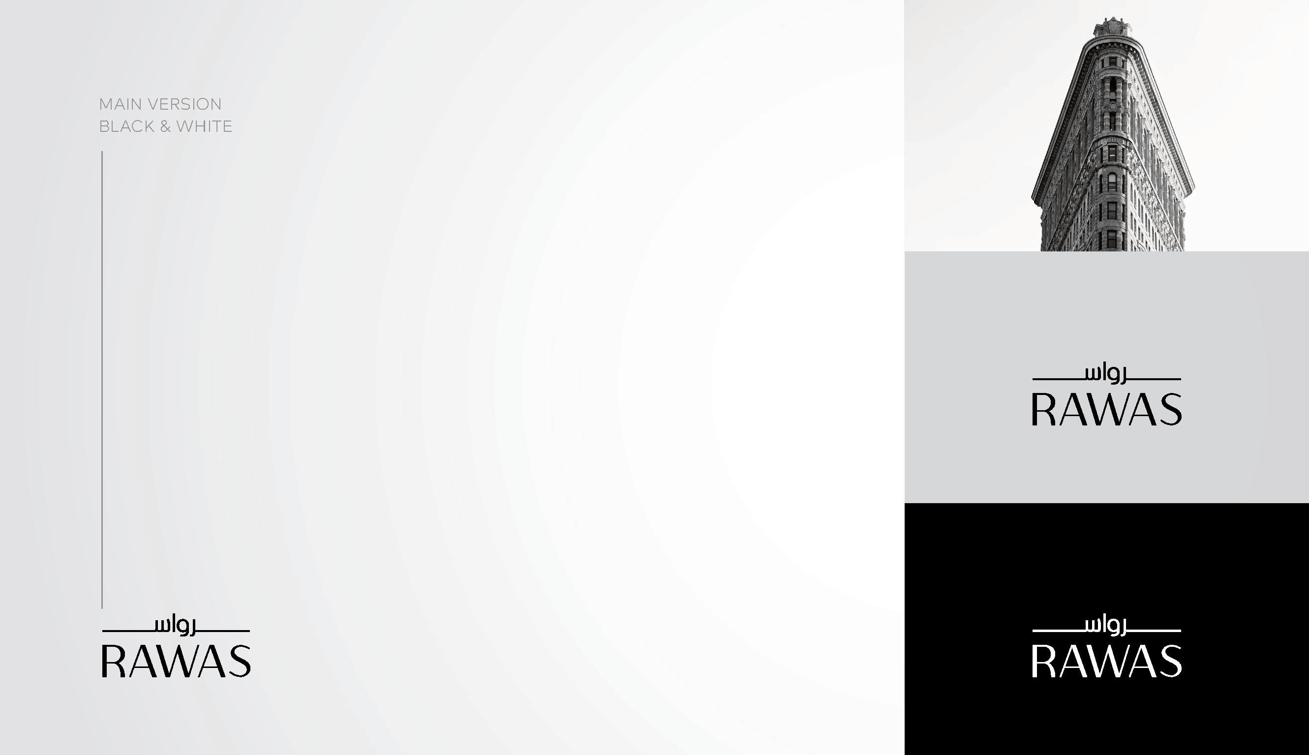 Modern logo design for Rawas Development, a Riyadh-based real estate company