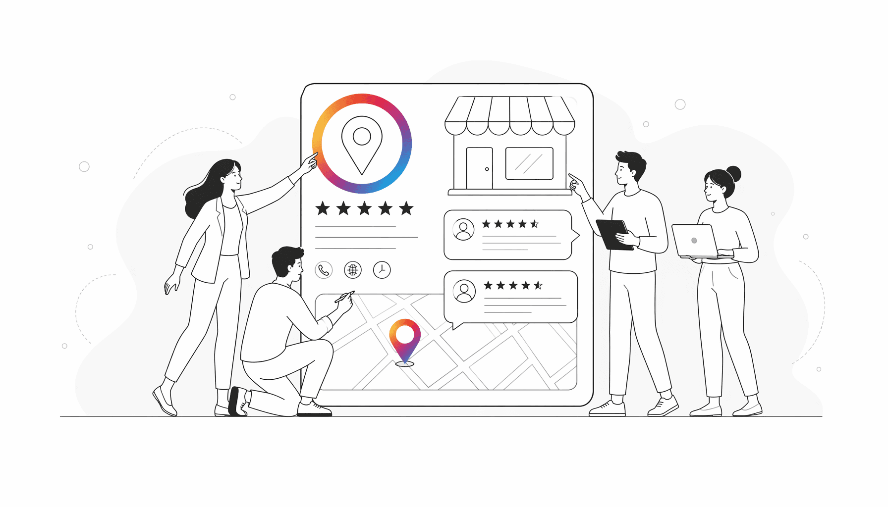 Schematische Darstellung: Google-Bewertungen