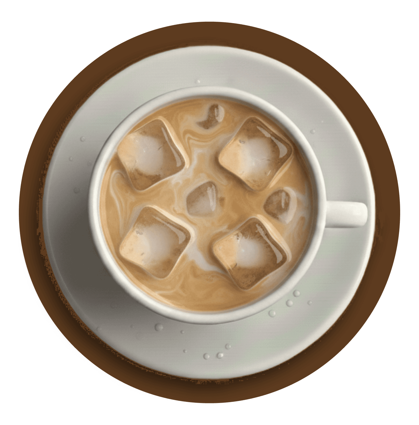 Milky coffee with ice.