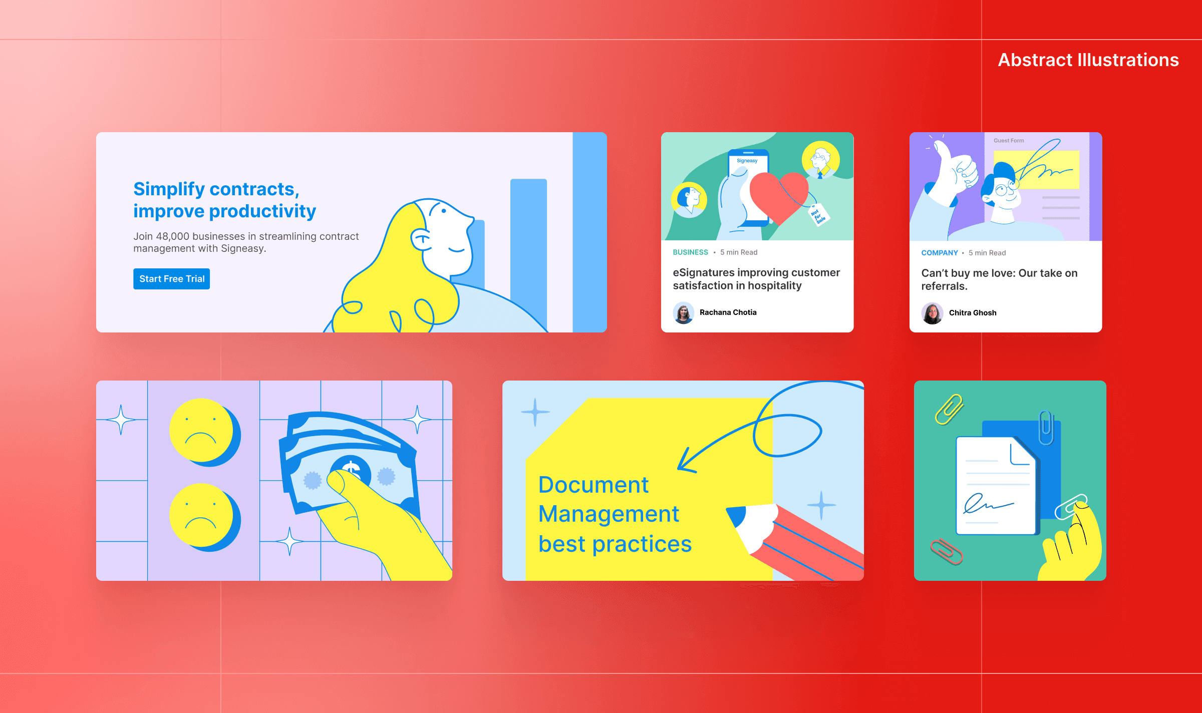 Conceptual visuals that express ideas like innovation, growth, or simplicity through form, color, and movement.