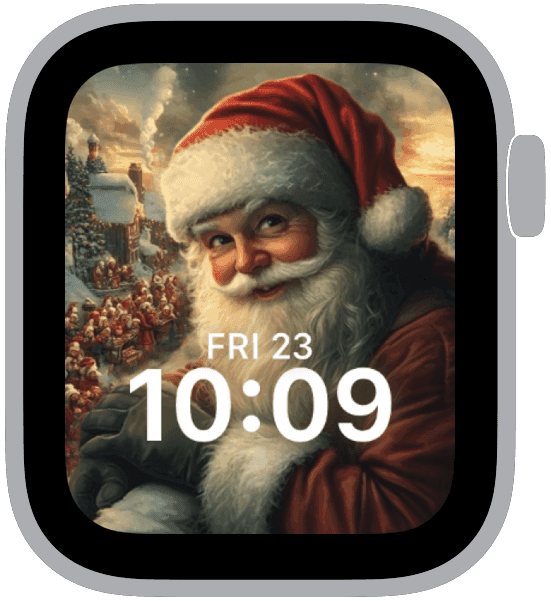 an apple watch face from the santa collection
