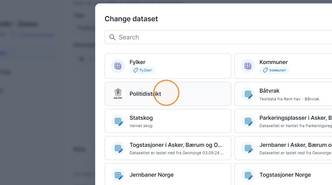 Steg 4: Velg det nye datasettet.