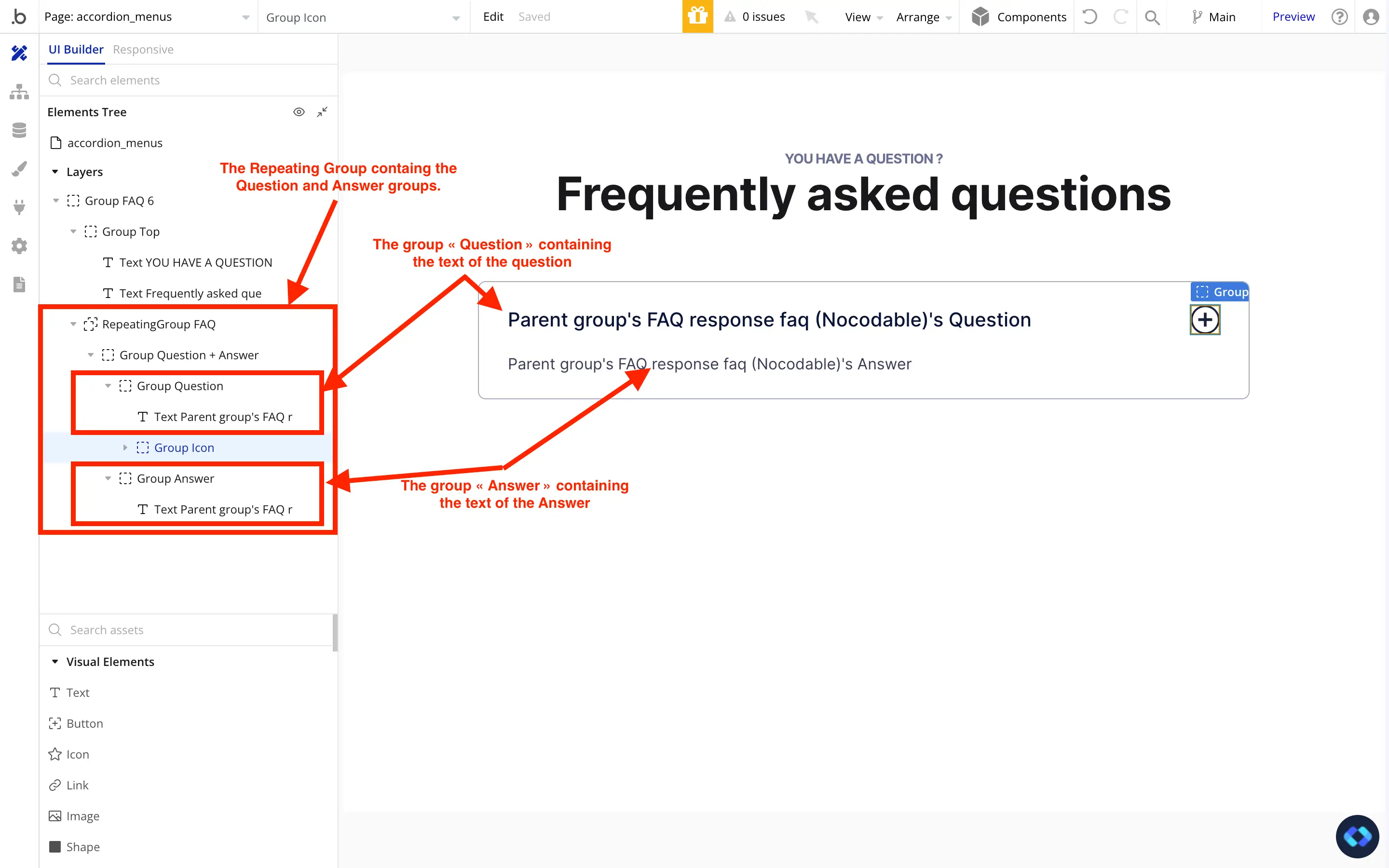 bubble.io faq accordion
