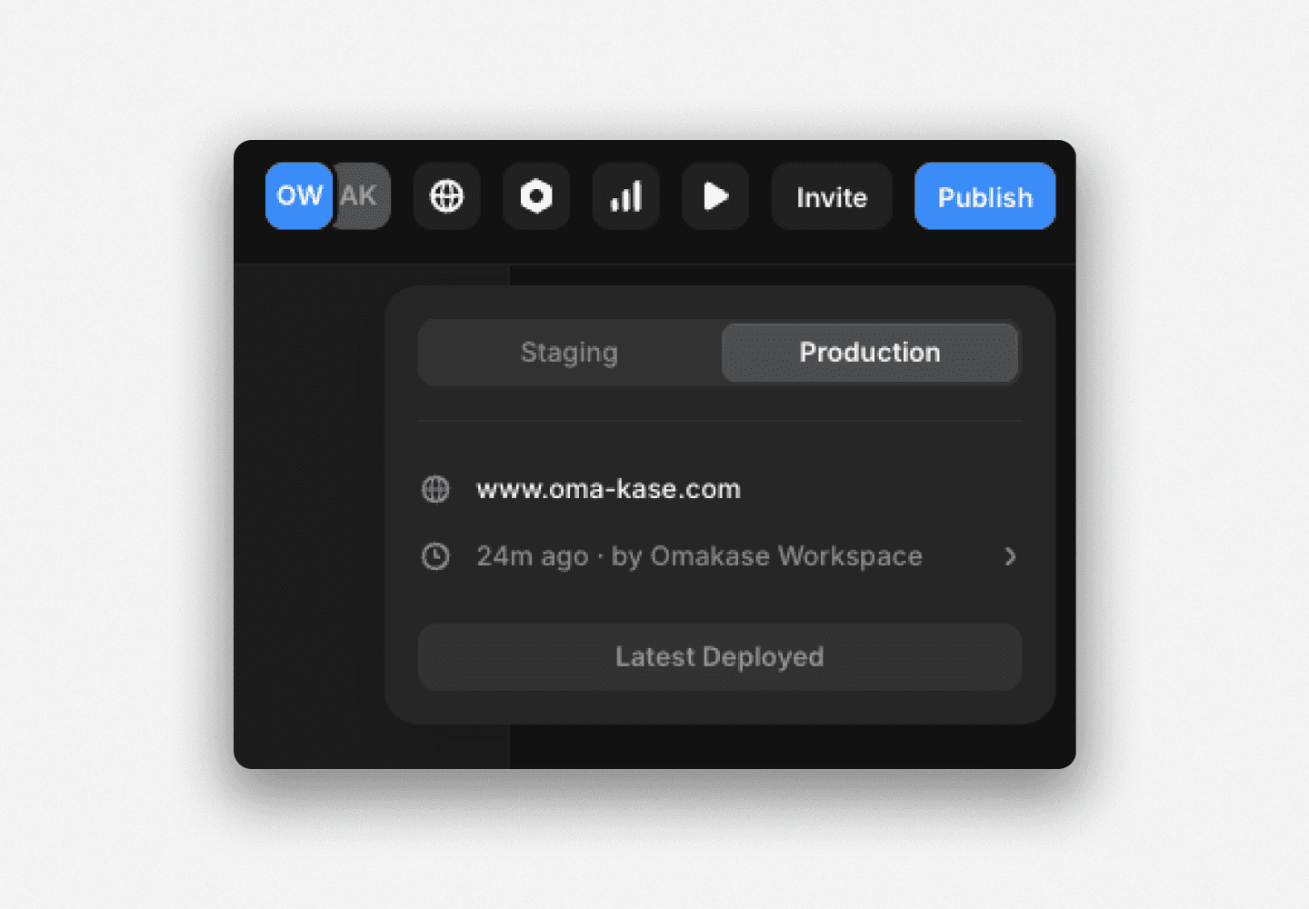 Framer Project Publish Button